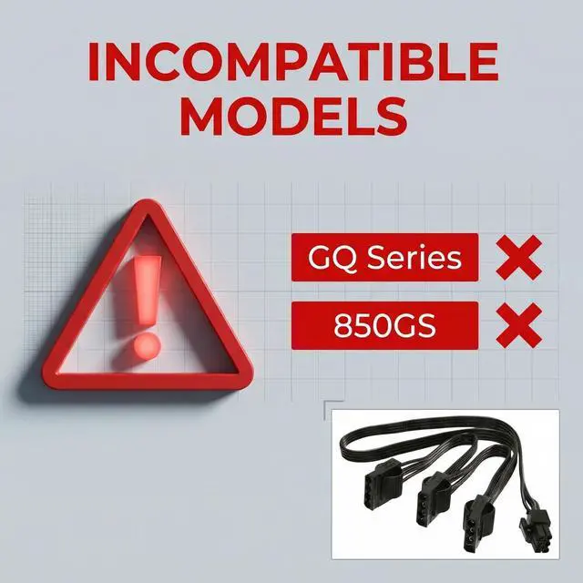 Alt view image 6 of 7 - 6 Pin to 3X 4 Pin Molex Power Adapter Cable for EVGA G1/G2/G3/G5/GS/GA/GM Series Modular PSUs 18AWG 20-inch (50cm) SATA Hard Drive Power Cable, 3x 4-Pin Male to 6-Pin Female Connector Only for EVGA