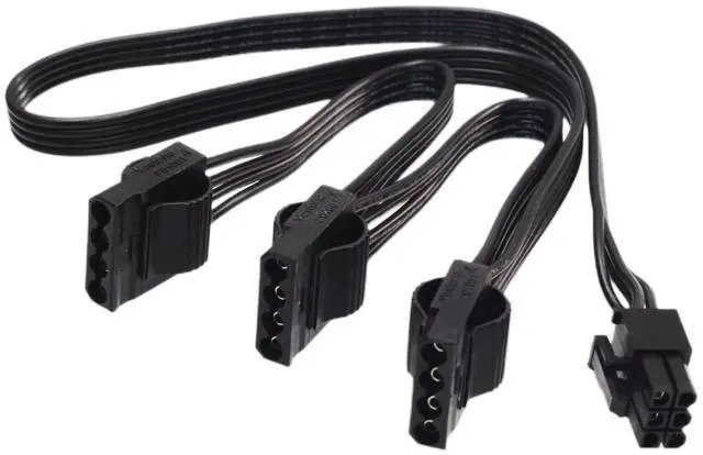 Main image of 6 Pin to 3X 4 Pin Molex Power Adapter Cable for EVGA G1/G2/G3/G5/GS/GA/GM Series Modular PSUs 18AWG 20-inch (50cm) SATA Hard Drive Power Cable, 3x 4-Pin Male to 6-Pin Female Connector Only for EVGA
