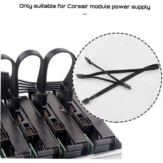 Alt view image 3 of 7 - for Corsair SATA Power Splitter Cable, 6-Pin to 3X 15-Pin SATA Female Power Supply Adapter for Additional SSD/HDD, for Corsair RM550x RM650x RM750x RM850x RM1000x Modular PSUs - 20 Inch