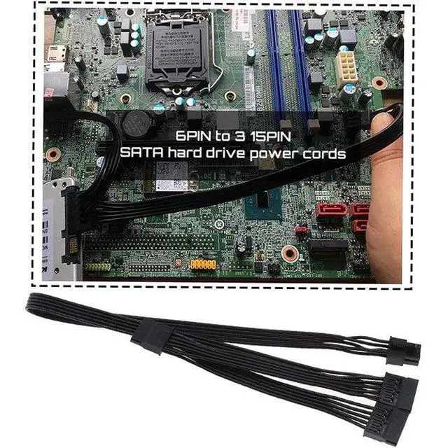 Alt view image 2 of 7 - for Corsair SATA Power Splitter Cable, 6-Pin to 3X 15-Pin SATA Female Power Supply Adapter for Additional SSD/HDD, for Corsair RM550x RM650x RM750x RM850x RM1000x Modular PSUs - 20 Inch