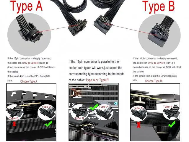 Alt view image 5 of 6 - for Corsair 90° Angled 12VHPWR Cable Dual 8 Pin to 16 Pin 12V-2x6 PCIe 5.0 GPU Power Cord, 16AWG 600W, Type B (4-Pin on Top Design) for RTX 5090/5080/4090 Type3/Type 4 Modular PSUs