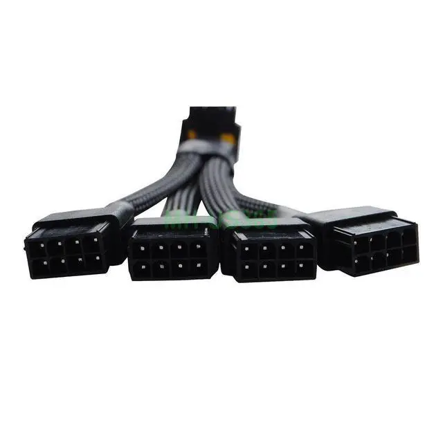 Alt view image 2 of 4 - 12VHPWR 16 Pin 12+4 pin GPU Cable to 4X 8 Pin PCIe 5.0 Extension 90 Degree Angle Sleeved Adapter for GeForce RTX 4090 4080 4070Ti 3090Ti Graphic Card 5.9-inch (Type A)
