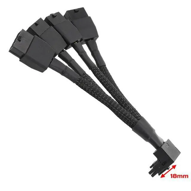Alt view image 5 of 7 - 12VHPWR 16 Pin 12+4 pin GPU Cable to 4X 8 Pin PCIe 5.0 Extension 90 Degree Angle Sleeved Adapter for GeForce RTX 4090 4080 4070Ti 3090Ti Graphic Card 5.9-inch (Type B)