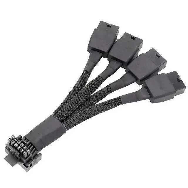 Alt view image 6 of 7 - 12VHPWR 16 Pin 12+4 pin GPU Cable to 4X 8 Pin PCIe 5.0 Extension 90 Degree Angle Sleeved Adapter for GeForce RTX 4090 4080 4070Ti 3090Ti Graphic Card 5.9-inch (Type B)