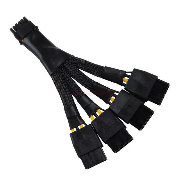 Alt view image 4 of 7 - PCI-e 5.0 Extension Cable, RTX 4090 4080 16Pin(12+4) Male to 4x8Pin Female 12VHPWR Cable PCIE GPU Power Sleeved Extender Cord Compatible with GeForce RTX 4090/4080/3090Ti (3.94inch)