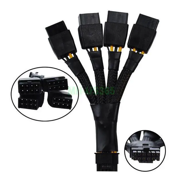 Alt view image 7 of 7 - PCI-e 5.0 Extension Cable, RTX 4090 4080 16Pin(12+4) Male to 4x8Pin Female 12VHPWR Cable PCIE GPU Power Sleeved Extender Cord Compatible with GeForce RTX 4090/4080/3090Ti (3.94inch)