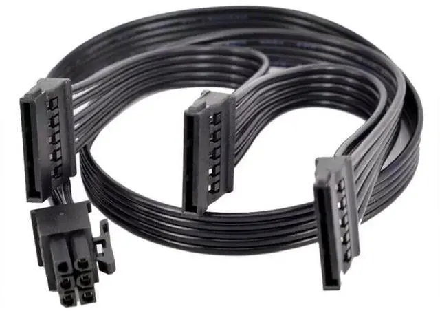Main image of 6 Pin to 3X 15 Pin SATA Hard Drive HDD Power Adapter Cable Only for EVGA GQ Series Semi Modular PSUs 20-in(50cm)