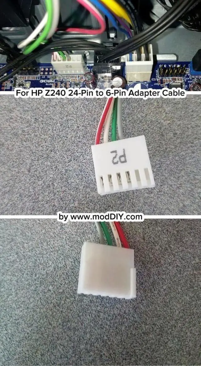 Alt view image 3 of 6 - 24 Pin to 6 Pin ATX Power Adapter Cable for HP Z220 Z230 SFF MT TWR Series 4000 6005 8300 ProDesk 600 G1 EliteDesk 800 G1 13-inch(33cm)