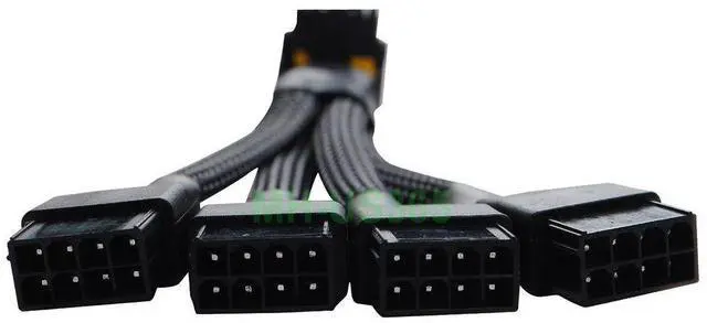 Alt view image 2 of 7 - 12VHPWR 16 Pin 12+4 pin GPU Cable to 4X 8 Pin PCIe 5.0 Extension 90 Degree Angle Sleeved Adapter for GeForce RTX 4090 4080 4070Ti 3090Ti Graphic Card 5.9-inch (Type B)