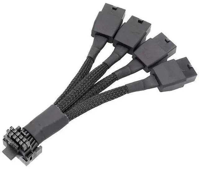Alt view image 6 of 7 - 12VHPWR 16 Pin 12+4 pin GPU Cable to 4X 8 Pin PCIe 5.0 Extension 90 Degree Angle Sleeved Adapter for GeForce RTX 4090 4080 4070Ti 3090Ti Graphic Card 5.9-inch (Type B)