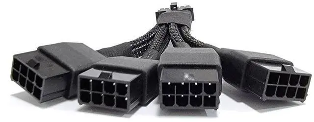 Alt view image 3 of 5 - PCI-e 5.0 Extension Cable, RTX 4090 4080 16Pin(12+4) Male to 4x8Pin Female 12VHPWR Cable PCIE GPU Power Sleeved Extender Cord Compatible with GeForce RTX 4090/4080/3090Ti (3.94inch)