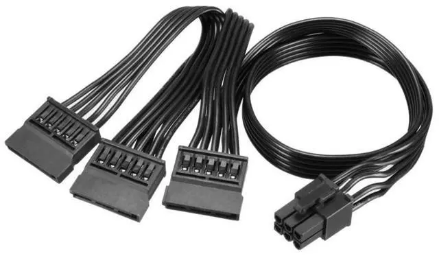 Main image of 6 Pin Male to 3X 15 Pin SATA Female Hard Drive Power Adapter Cable for Seasonic Antec Modular Power Supply 20-in