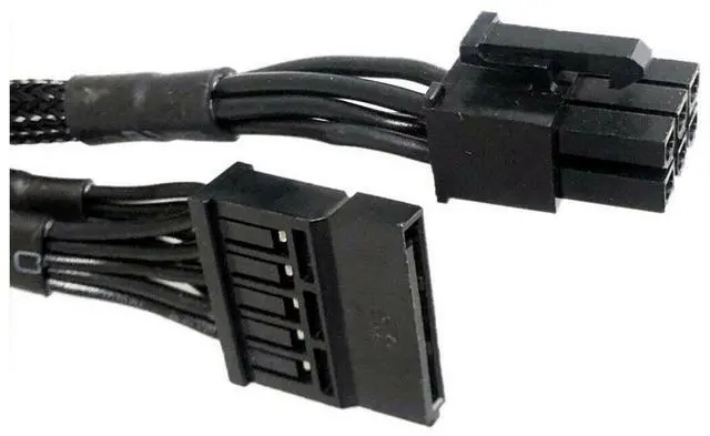 Alt view image 2 of 2 - 6 Pin to 3X 15 Pin SATA Hard Drive HDD Power Adapter Cable Only for EVGA GQ Series Semi Modular PSUs 20-in(50cm)