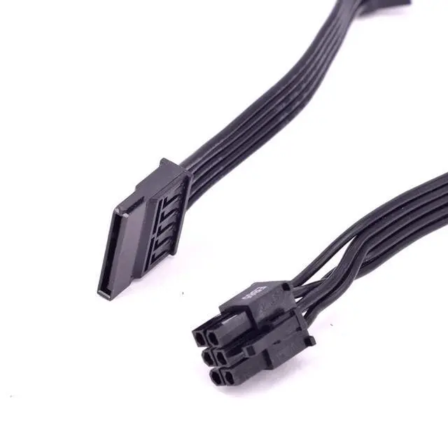 Alt view image 3 of 3 - 6 Pin to 3X 15 Pin SATA Power Adapter Cable for EVGA GQ Series Semi-Modular PSUs (650GQ/750GQ/850GQ/1000GQ) - 18AWG SATA Power Splitter for HDD/SSD - 20 inch