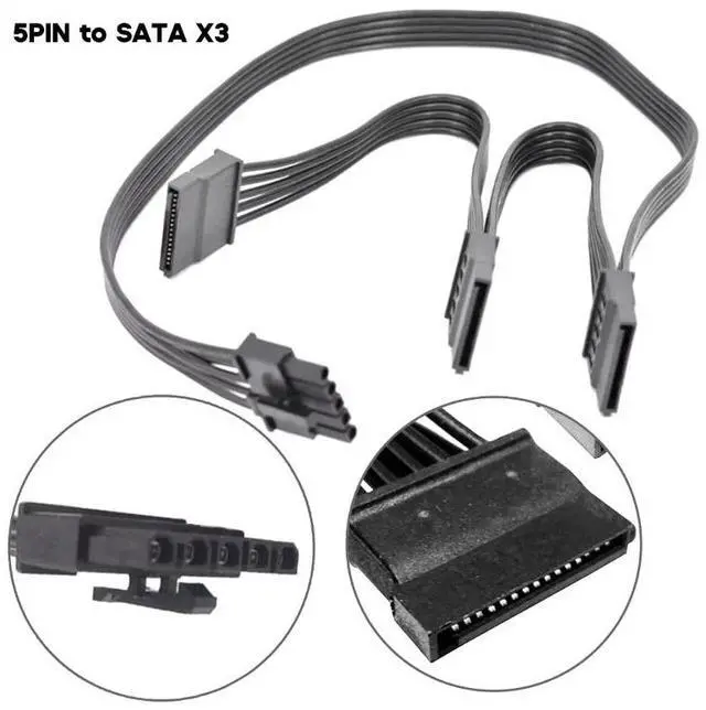 Alt view image 2 of 4 - 5 Pin to 3X 15 Pin SATA Hard Drive HDD Power Adapter Cable Only for Cooler Master Modular Power Supply 20-in(50cm)