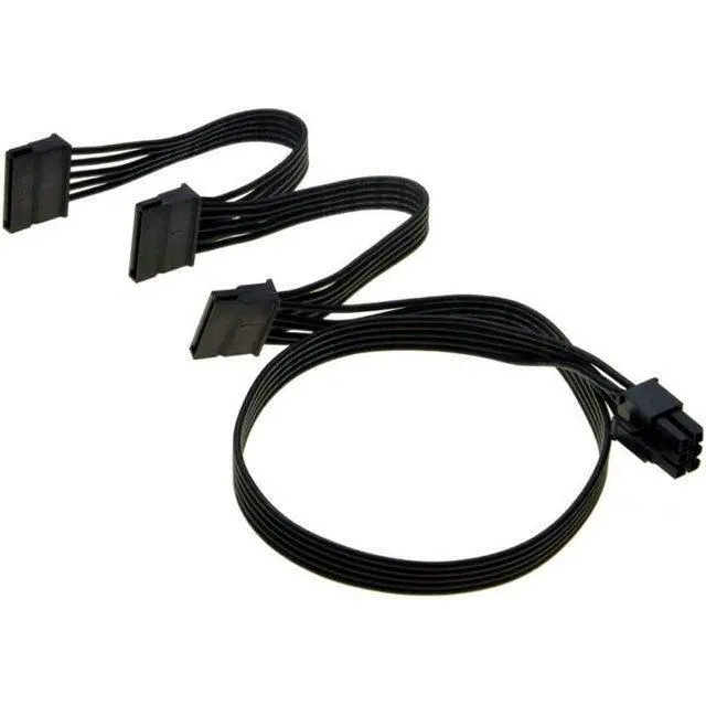 Alt view image 2 of 4 - 6 Pin to 3X 15 Pin SATA Hard Drive Power Adapter Cable for Some Types of Thermaltake Modular PSUs 20-in(50cm)