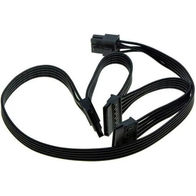 Alt view image 3 of 4 - 6 Pin to 3X 15 Pin SATA Hard Drive Power Adapter Cable for Some Types of Thermaltake Modular PSUs 20-in(50cm)
