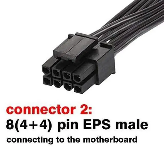 Alt view image 4 of 4 - CPU 8 Pin Female to CPU 8 Pin ATX 4 Pin Male Power Supply Converter Adapter Extension Cable for Motherboard 9.5-inch