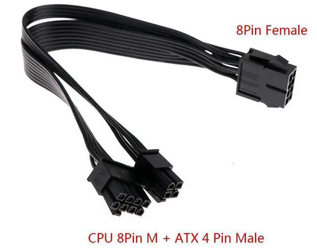 Alt view image 3 of 4 - CPU 8 Pin Female to CPU 8 Pin ATX 4 Pin Male Power Supply Converter Adapter Extension Cable for Motherboard 9.5-inch(24cm)