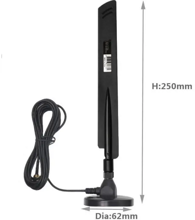 Alt view image 2 of 4 - 10dBi Dual Band WiFi Antenna 2.4GHz 5GHz RP-SMA WiFi Antennae with 6.5ft Extension Cable for PC Desktop Computer PCI PCIe WiFi Bluetooth Card Wireless Network Router