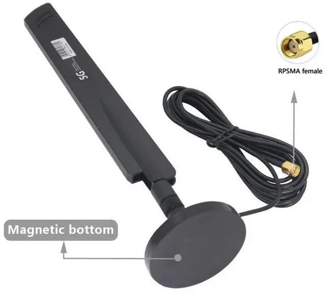 Alt view image 4 of 4 - 10dBi Dual Band WiFi Antenna 2.4GHz 5GHz RP-SMA WiFi Antennae with 6.5ft Extension Cable for PC Desktop Computer PCI PCIe WiFi Bluetooth Card Wireless Network Router