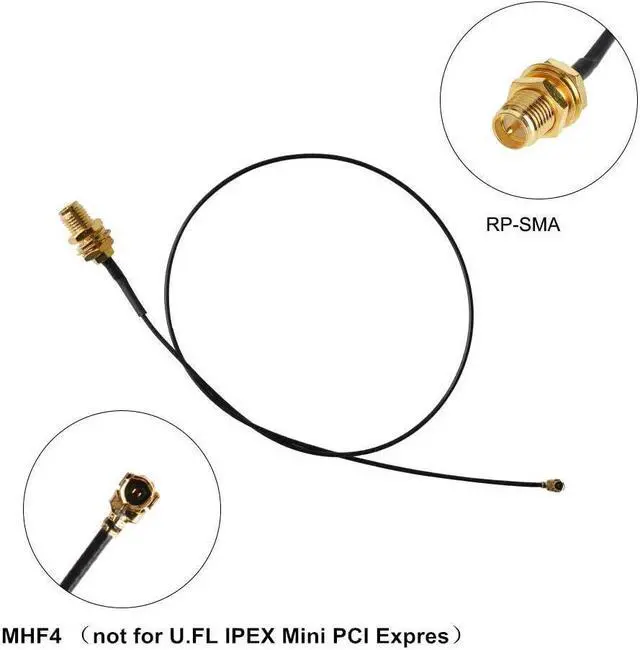 Alt view image 2 of 4 - 10dBi 2.4GHz 5GHz 5.8G Dual Band WiFi RP-SMA Male High Gain Antenna & MHF4 to RP SMA Female Cable Antenna for NGFF M.2 AX200 9260 WiFi Card Wireless Routers PC Repeater Desktop PC FPV UAV Drone