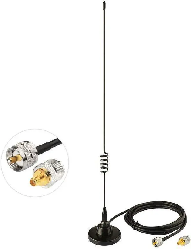 Alt view image 6 of 7 - Dual Band VHF UHF Ham Radio Antenna 136-174MHz / 400-520MHz Magnetic Mount Mobile Antenna with PL259 Male & SMA Female Adapter for BTECH ICOM Kenwood Midland Yaesu TYT AnyTone Transceiver