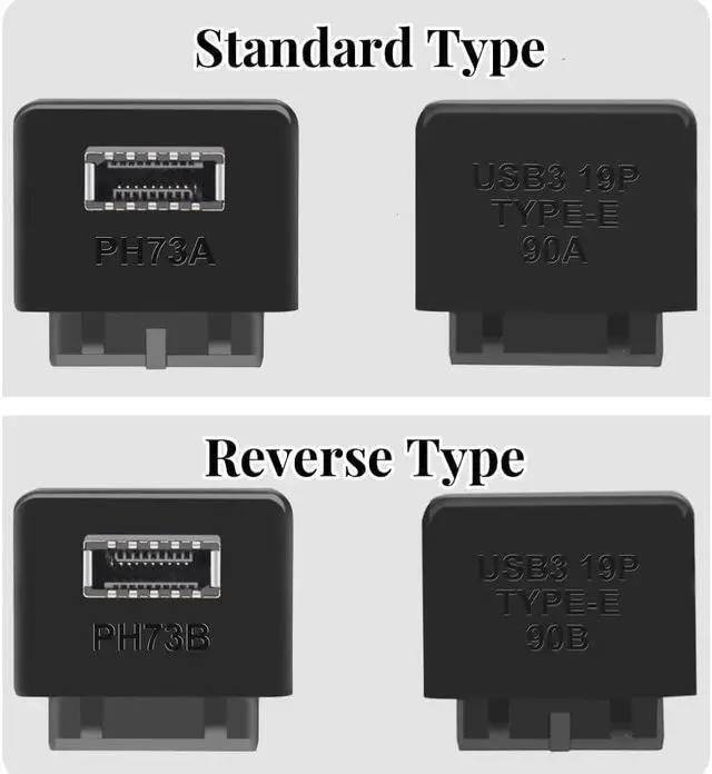 Alt view image 2 of 3 - USB 3.0 to Type-E Header Adapter 19/20-Pin to Type-E Key-A 20-Pin Internal Converter for Motherboard, USB 3.1 Gen 2 10Gbps for Front Panel Type-C Port (Type A Notch Facing Outward)