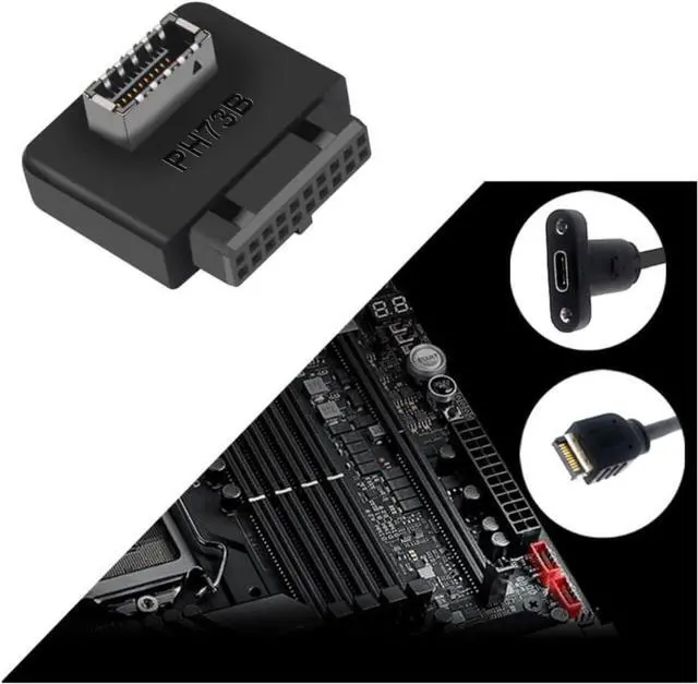 Main image of USB 3.0 to Type-E Header Adapter 19/20-Pin to Type-E Key-A 20-Pin Internal Converter for Motherboard, USB 3.1 Gen 2 10Gbps for Front Panel Type-C Port (Type B Notch Facing Inward)