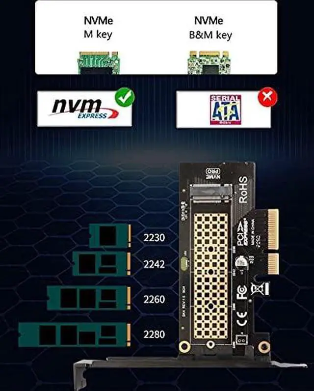 Alt view image 5 of 6 - M.2 NVMe to PCIe Adapter NVMe M-Key (AHCI NVMe) SSD to PCIe 3.0 x4 Adapter - Support M.2 PCIe 2280 2260 2242 Samsung PM961 960EVO SM961, PM951,sm951, 870, Intel 600P liteon T10 SSD PCIe NVMe Adapter