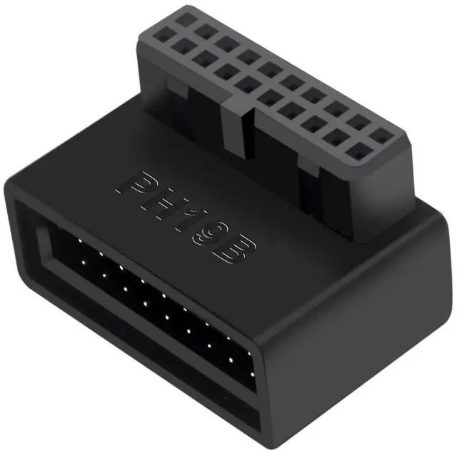Main image of USB 3.0 19/20-Pin 90 Degree Right Angle Motherboard Adapter Internal Header Male to Female L-Shaped Extension for Desktop PC, Mini-ITX, ATX Motherboard (Type B Notch Facing Outward)