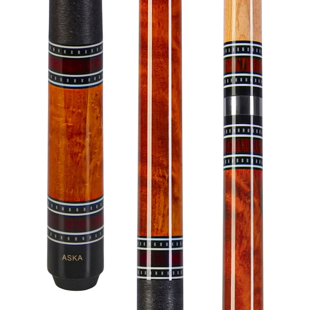 Main image of ASKA A1 Ring Series Brown Pool Cue Stick, 58" 2-Piece, 18 oz, Birdseye Maple Butt, Irish Linen Wrap, 12.75mm Layered Tip
