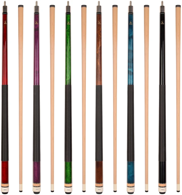Main image of ASKA L2 Set of 6 Billiard Pool Cues, 58" Canadian Maple, Mixed Weights (18-21 oz), 13mm Hard Tip