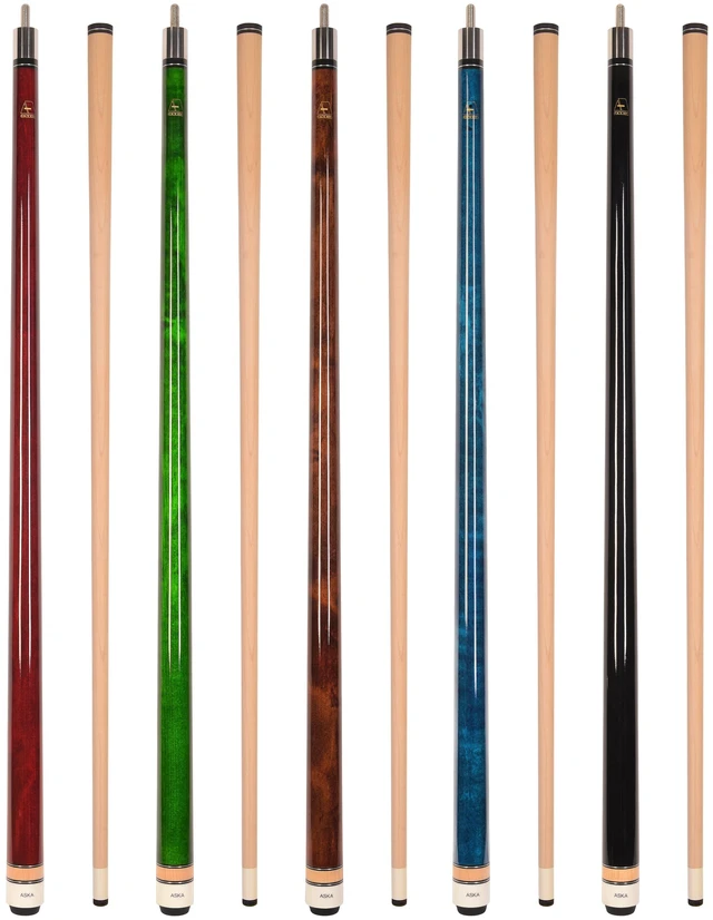 Main image of ASKA L3 Set of 5 Wrapless Pool Cues, 58" Canadian Maple Shaft, 13mm Tip, Mixed Weights (18-21 oz)
