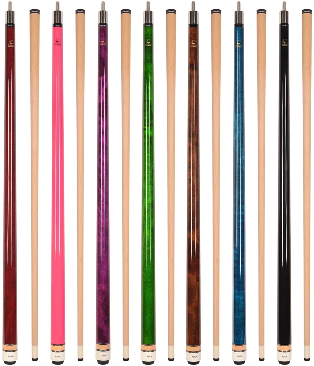 Main image of ASKA Set of 7 L3 Pool Cue Sticks, 58", 13mm Tip, Canadian Maple Shaft, Wrapless, Mixed Weights 18-21oz