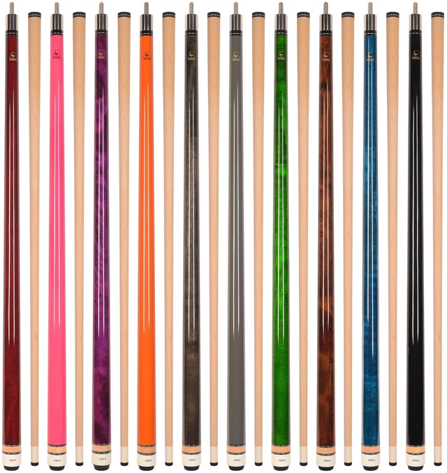 Main image of ASKA Set of 10 L3 Pool Cue Sticks, 58", 13mm Tip, Canadian Maple Shaft, Wrapless