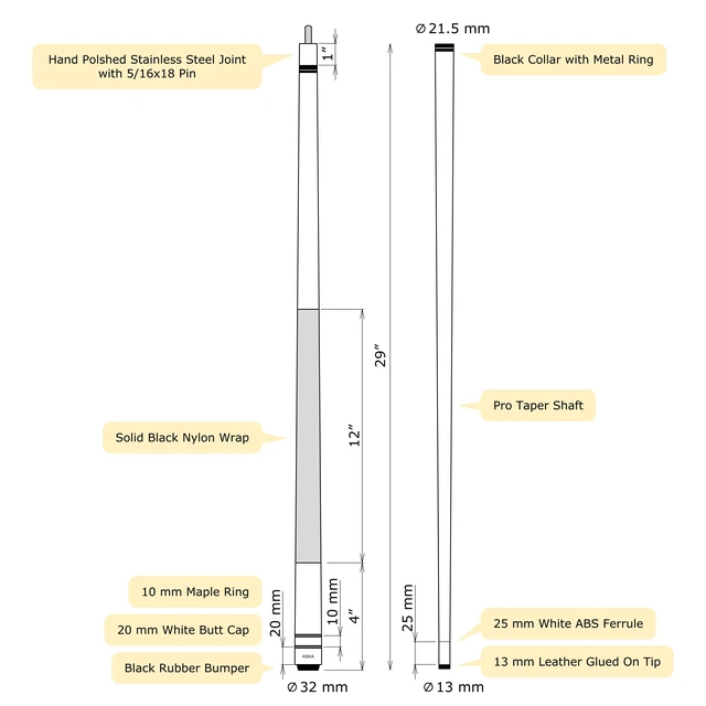 Alt view image 5 of 7 - ASKA L2 Set of 6 Billiard Pool Cues, 58" Canadian Maple, Mixed Weights (18-21 oz), 13mm Hard Tip