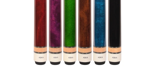 Alt view image 4 of 6 - ASKA Set of 6 L3 Pool Cue Sticks, 58" Canadian Maple, 13mm Tip, Wrapless, Mixed Weights 18-21oz