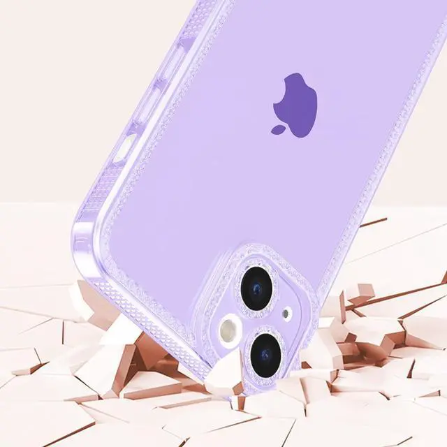 Alt view image 3 of 7 - ZTOFERA Designed for iPhone 14 Plus 6.7 inch,Sparkly Cute Clear Case for Women Girls,Glitter Bling Flexible Soft TPU Silicone Bumper Protective Cover for iPhone 14 Plus - Purple
