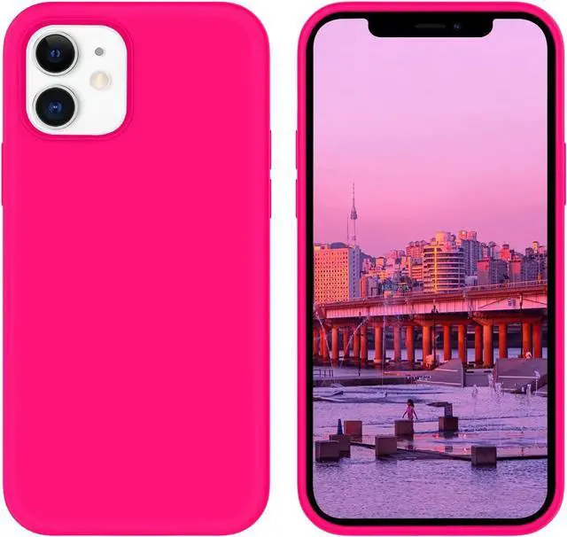 Main image of BENTOBEN iPhone 12/12 Pro Case, Soft Silicone Rubber Bumper, Microfiber Lining, Shockproof Protective Cover, 6.1" 2020 - Hot Pink