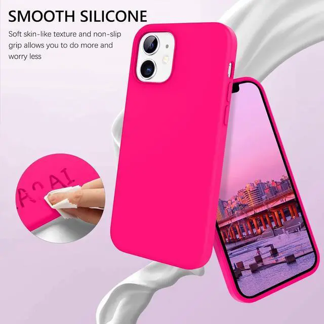 Alt view image 3 of 7 - BENTOBEN iPhone 12/12 Pro Case, Soft Silicone Rubber Bumper, Microfiber Lining, Shockproof Protective Cover, 6.1" 2020 - Hot Pink