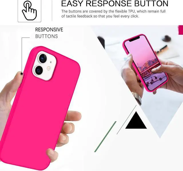 Alt view image 4 of 7 - BENTOBEN iPhone 12/12 Pro Case, Soft Silicone Rubber Bumper, Microfiber Lining, Shockproof Protective Cover, 6.1" 2020 - Hot Pink