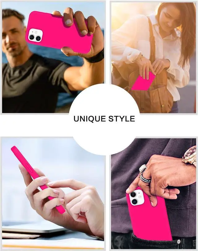 Alt view image 5 of 7 - BENTOBEN iPhone 12/12 Pro Case, Soft Silicone Rubber Bumper, Microfiber Lining, Shockproof Protective Cover, 6.1" 2020 - Hot Pink