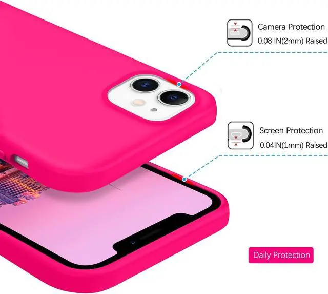 Alt view image 7 of 7 - BENTOBEN iPhone 12/12 Pro Case, Soft Silicone Rubber Bumper, Microfiber Lining, Shockproof Protective Cover, 6.1" 2020 - Hot Pink