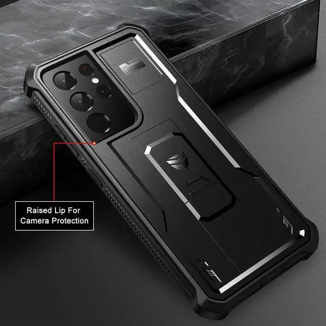 Alt view image 5 of 7 - Dexnor for Samsung Galaxy S21 Ultra Case, [Built in Screen Protector and Kickstand] Heavy Duty Military Grade Protection Shockproof Protective Cover for Samsung Galaxy S21 Ultra 5G, 6.8 inch Black