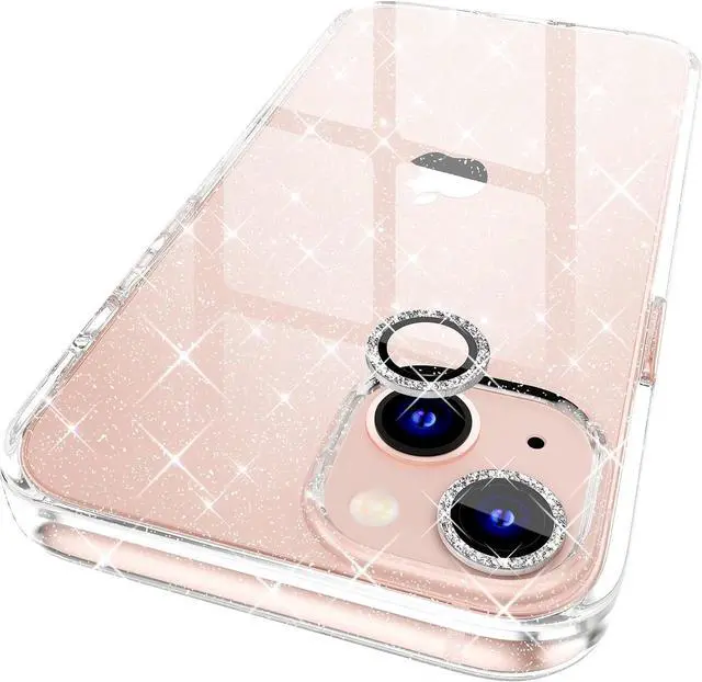 Main image of Choiche Compatible with iPhone 13 Case, Women Glitter Bling Sparkly Case Bumper, [2 x Diamond Camera Lens Protectors] [Non-Yellowing Shockproof Protective Cover] 6.1-inch 2021 (Glitter Clear)