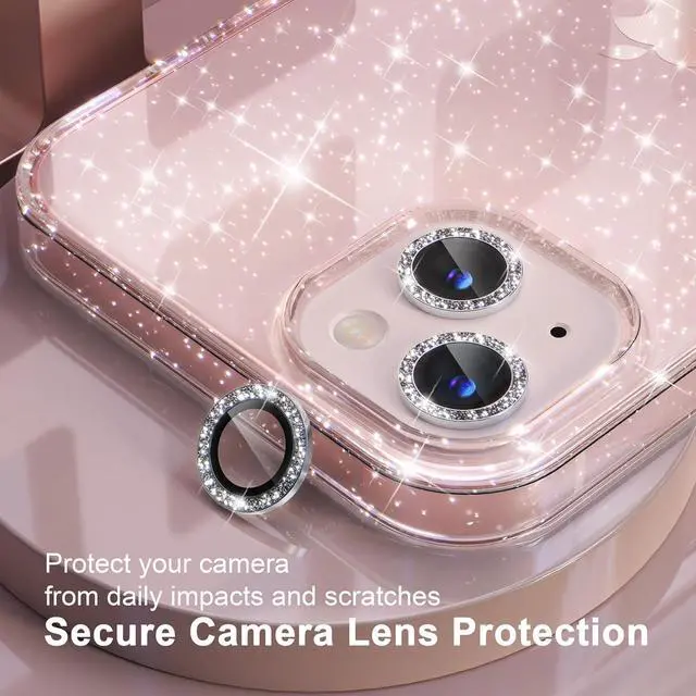 Alt view image 3 of 7 - Choiche Compatible with iPhone 13 Case, Women Glitter Bling Sparkly Case Bumper, [2 x Diamond Camera Lens Protectors] [Non-Yellowing Shockproof Protective Cover] 6.1-inch 2021 (Glitter Clear)