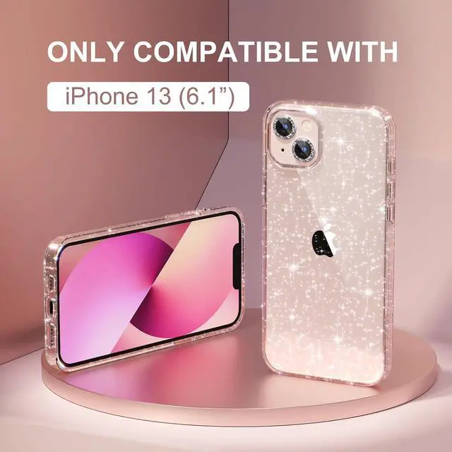 Alt view image 2 of 7 - Choiche Compatible with iPhone 13 Case, Women Glitter Bling Sparkly Case Bumper, [2 x Diamond Camera Lens Protectors] [Non-Yellowing Shockproof Protective Cover] 6.1-inch 2021 (Glitter Clear)