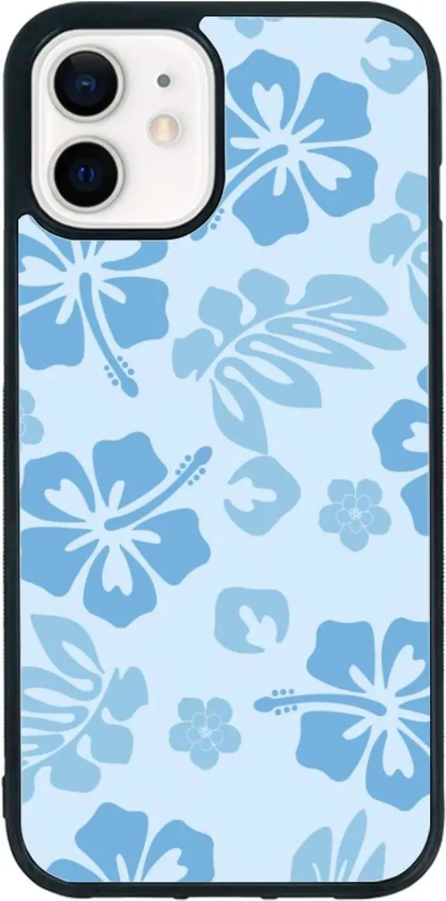 Main image of Blue Hibiscus Phone Case Compatible with iPhone 12/12 Pro 6.1 Inch - Shockproof Protective TPU Cute Flower Printed iPhone Case Designed for iPhone 12 Case for Men Girls Women