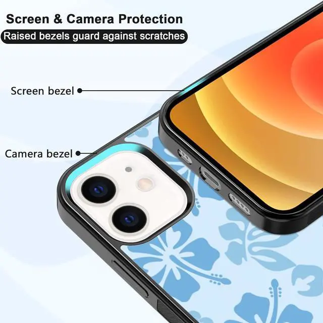 Alt view image 2 of 7 - Blue Hibiscus Phone Case Compatible with iPhone 12/12 Pro 6.1 Inch - Shockproof Protective TPU Cute Flower Printed iPhone Case Designed for iPhone 12 Case for Men Girls Women